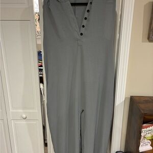 Gray Button-Down Jumpsuit